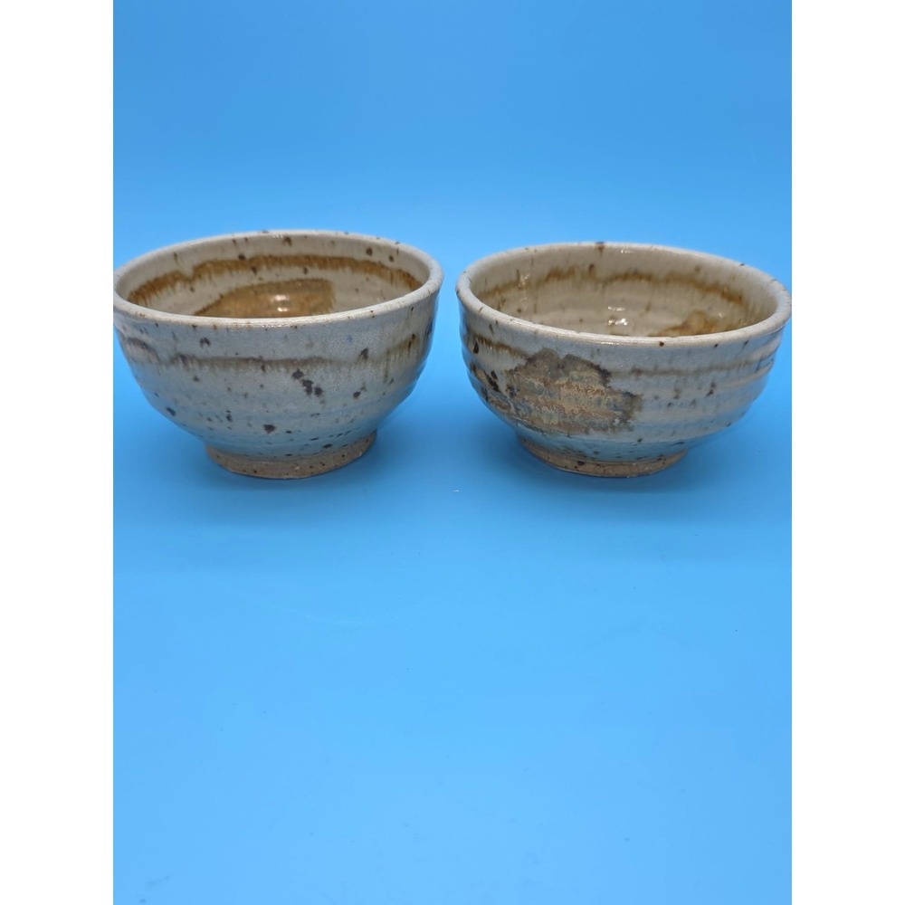 Handmade Studio Pottery Bowls Set Of 2 Rice Stoneware